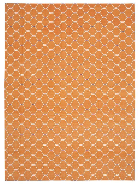 10x14 Orange Dhurrie Rug - 32470