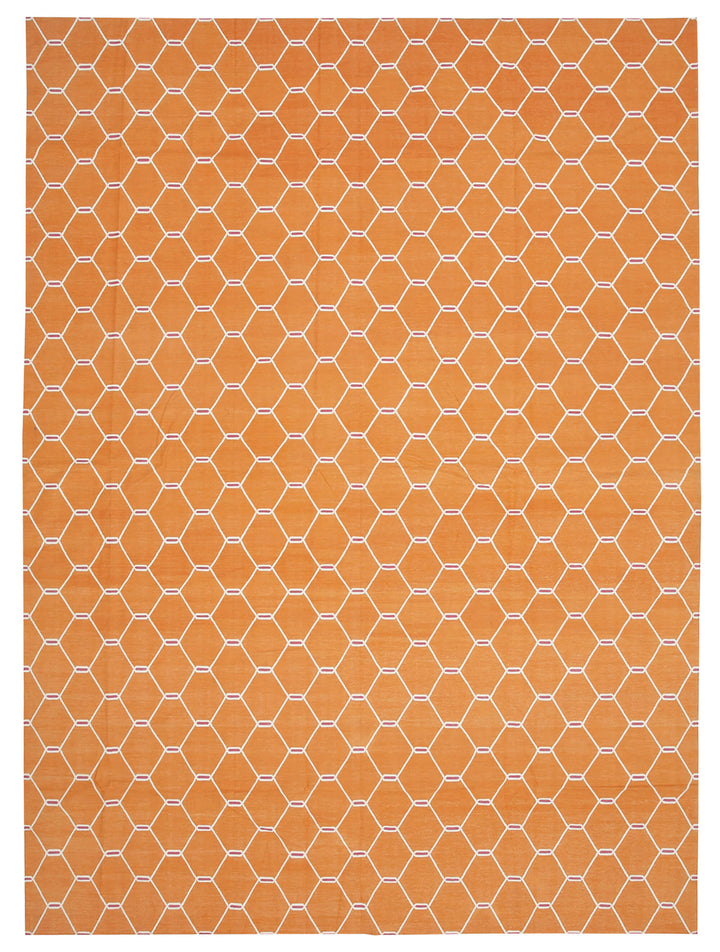 10x14 Orange Dhurrie Rug - 32470