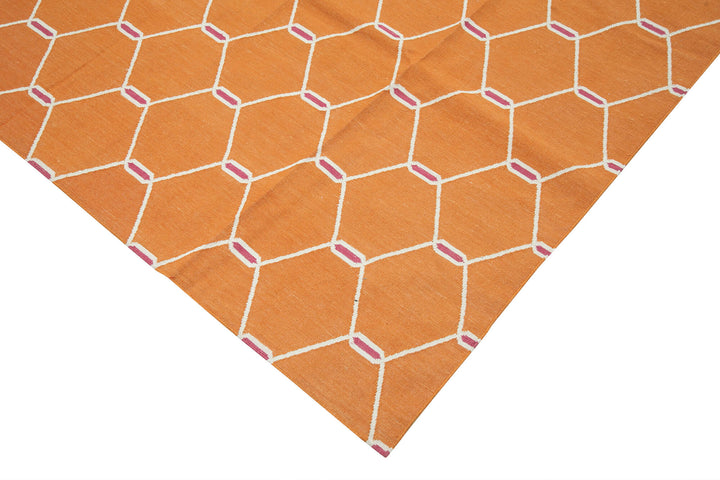 10x14 Orange Dhurrie Rug - 32470