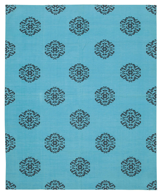 8x10 Turquoise Dhurrie Rug - 32477