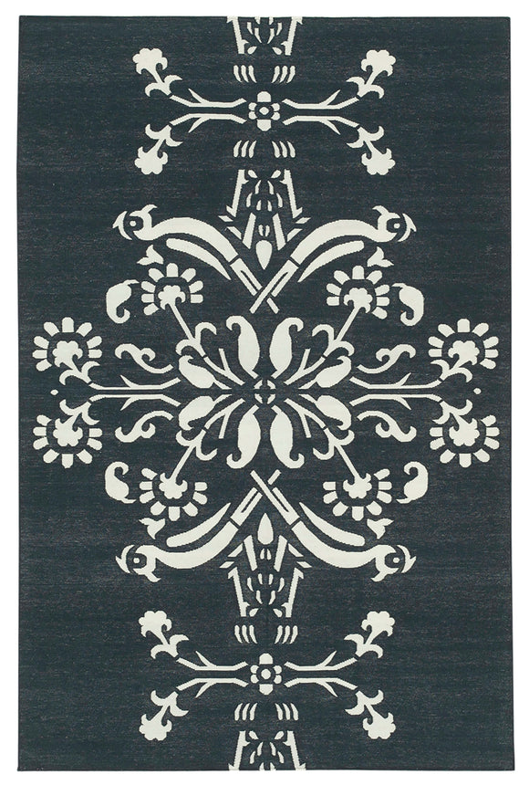 4x5 Black Dhurrie Rug - 32504