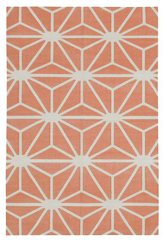 4x5 Orange Dhurrie Rug - 32506