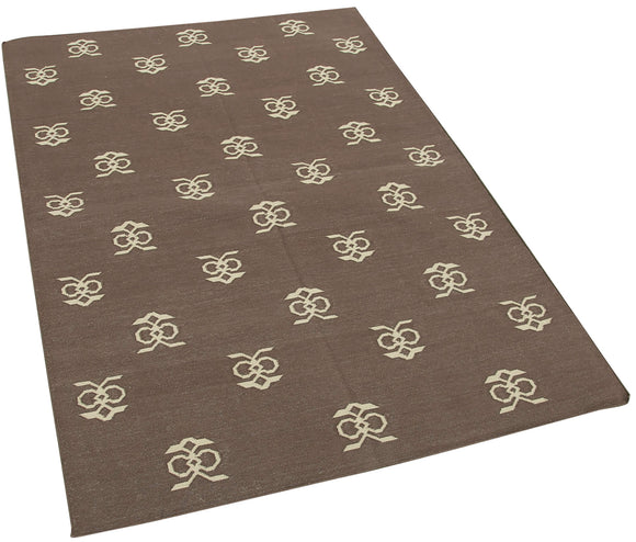 4x5 Brown Dhurrie Rug - 32535