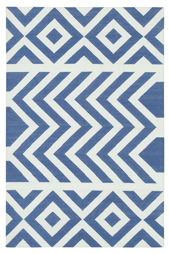 4x5 Blue Dhurrie Rug - 32552