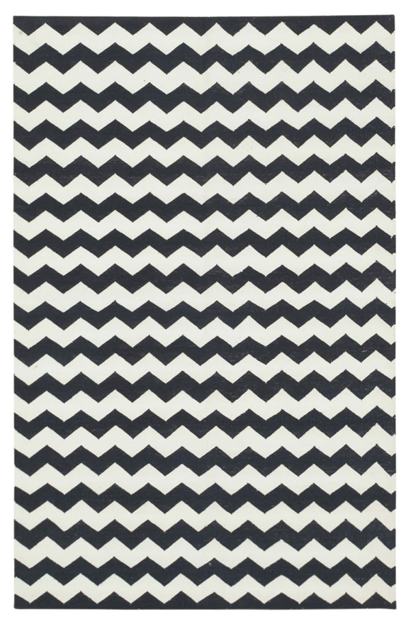 4x5 Black Dhurrie Rug - 32554