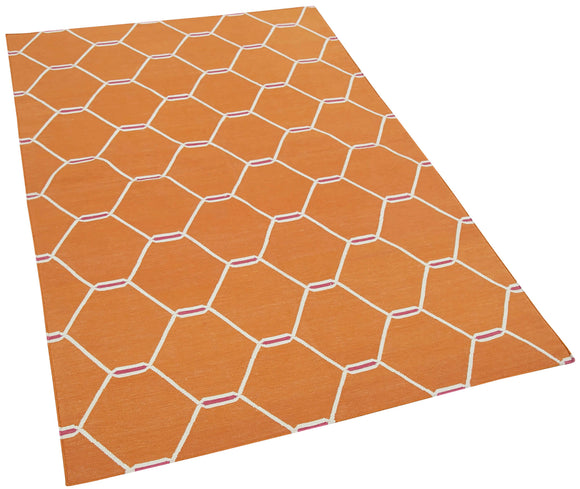 3x6 Orange Dhurrie Rug - 32556