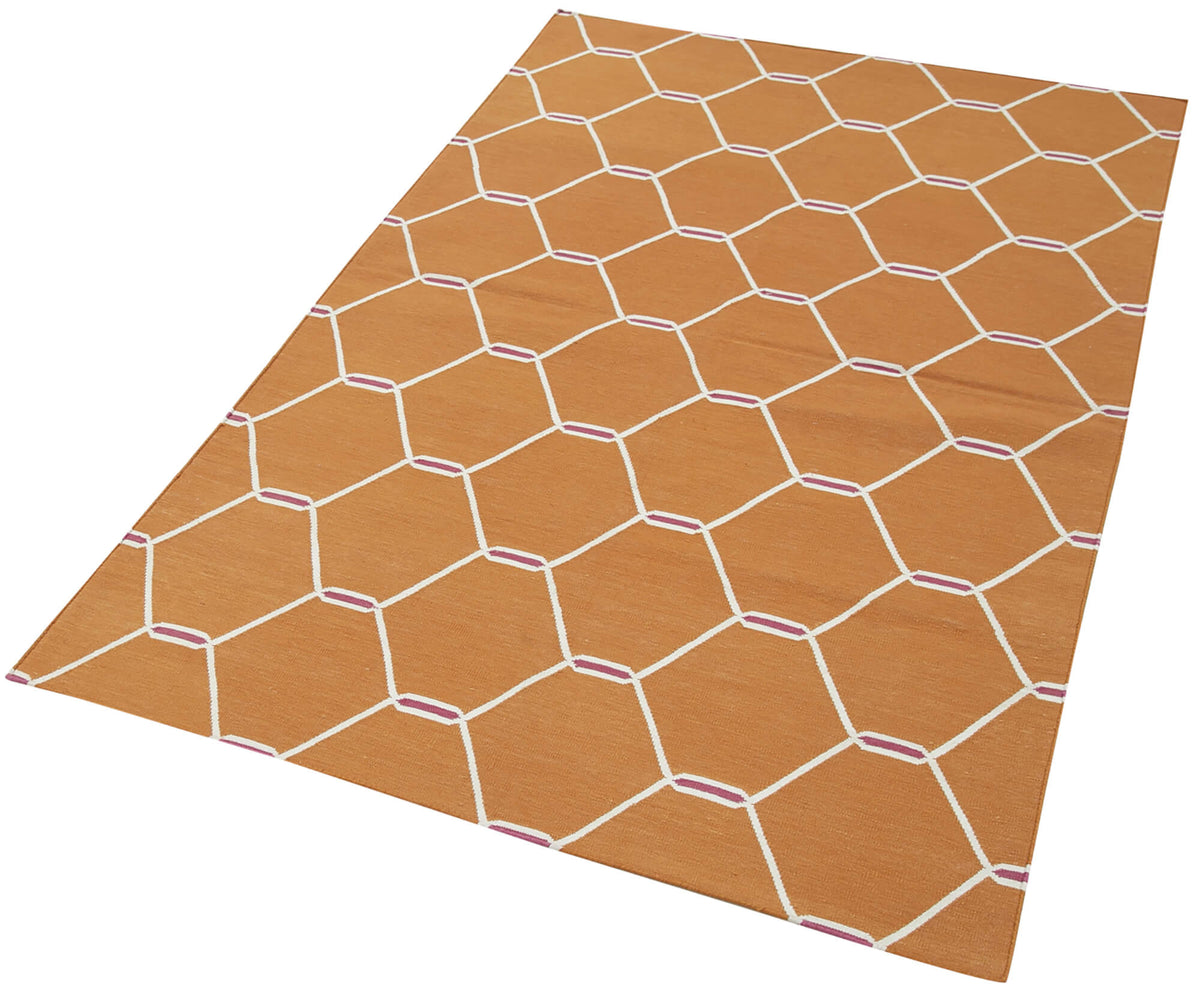 3x6 Orange Dhurrie Rug - 32556