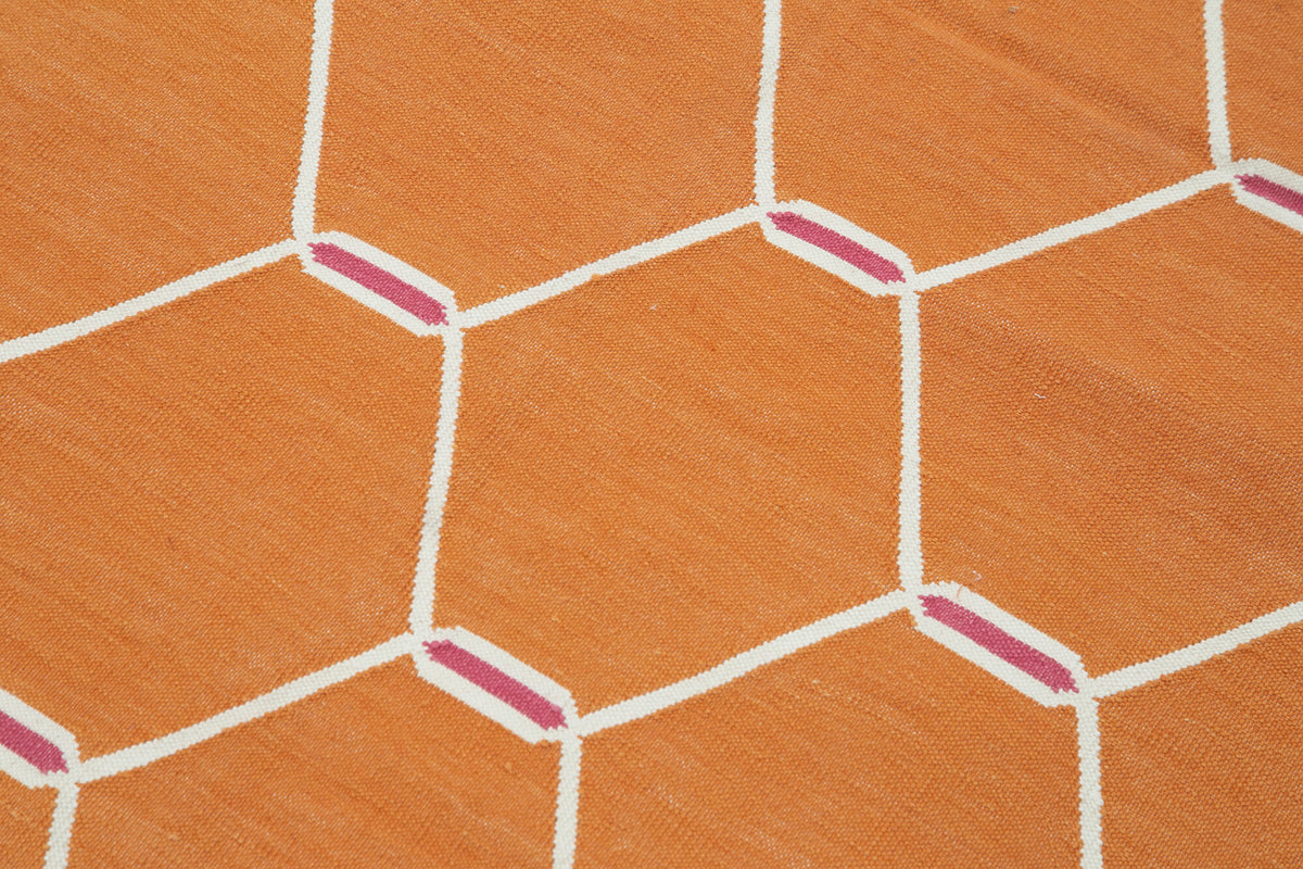 3x6 Orange Dhurrie Rug - 32556