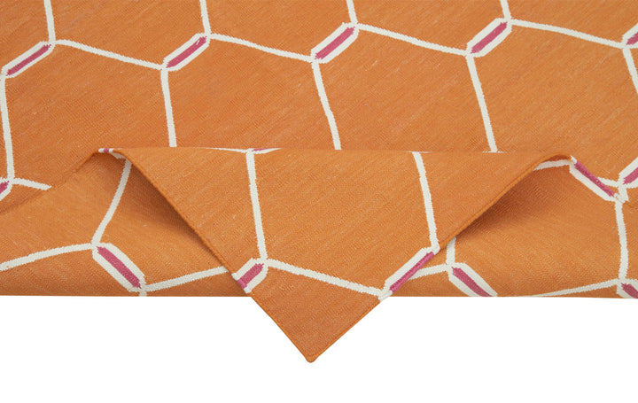 3x6 Orange Dhurrie Rug - 32556