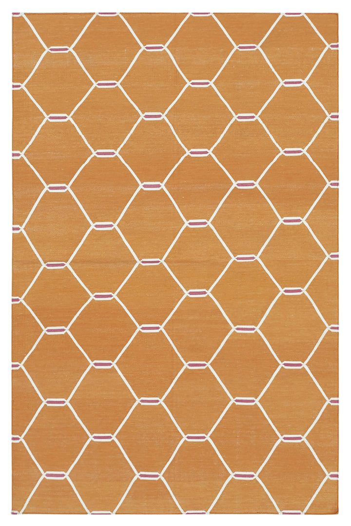 4x6 Orange Dhurrie Rug - 32557