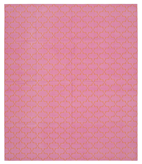 8x10 Orange Dhurrie Rug - 32575