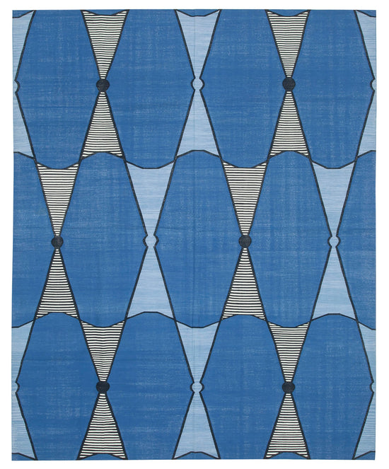 8x10 Blue Dhurrie Rug - 32584