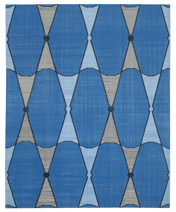 8x10 Blue Dhurrie Rug - 32584