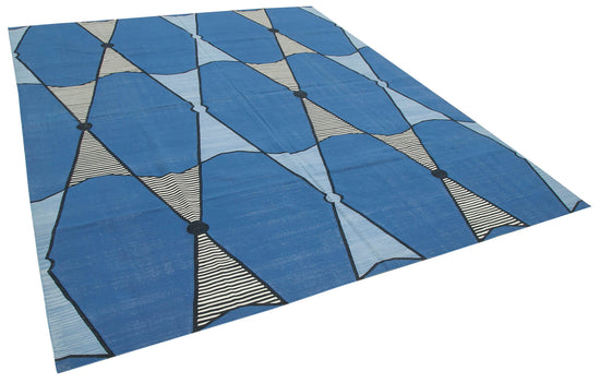 8x10 Blue Dhurrie Rug - 32584