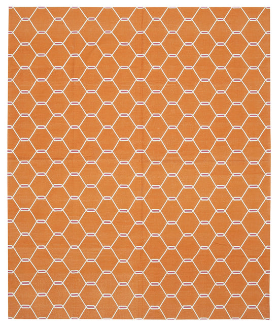 8x10 Orange Dhurrie Rug - 32612