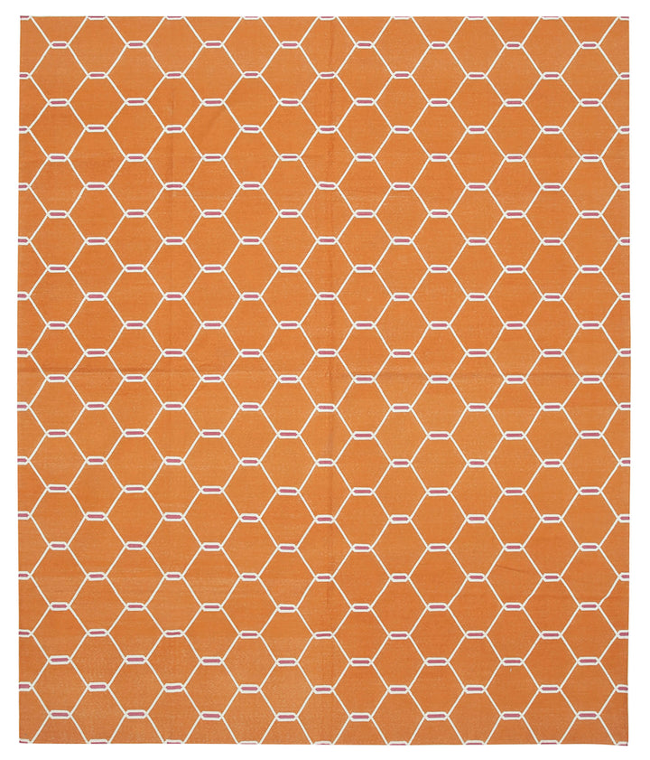 8x10 Orange Dhurrie Rug - 32612