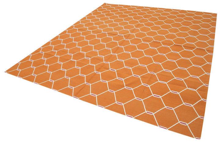 8x10 Orange Dhurrie Rug - 32612