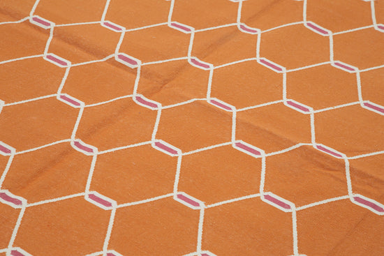 8x10 Orange Dhurrie Rug - 32612