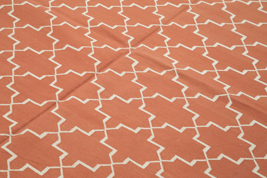 8x10 Orange Dhurrie Rug - 32632