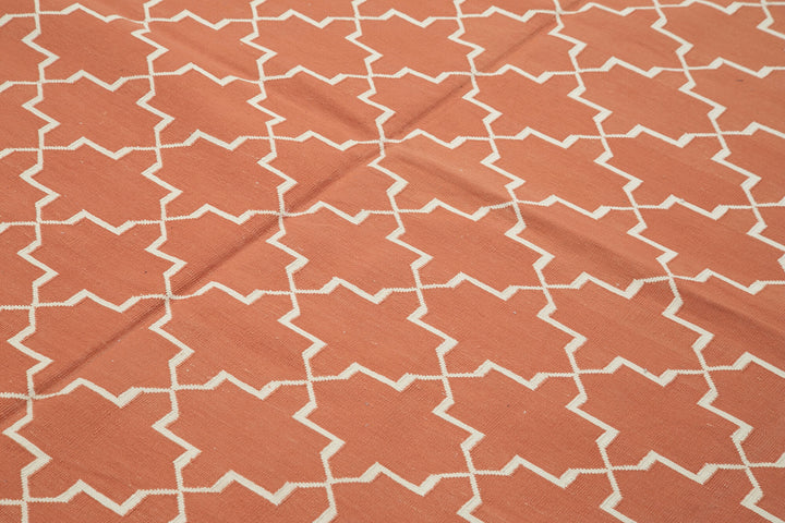 8x10 Orange Dhurrie Rug - 32632