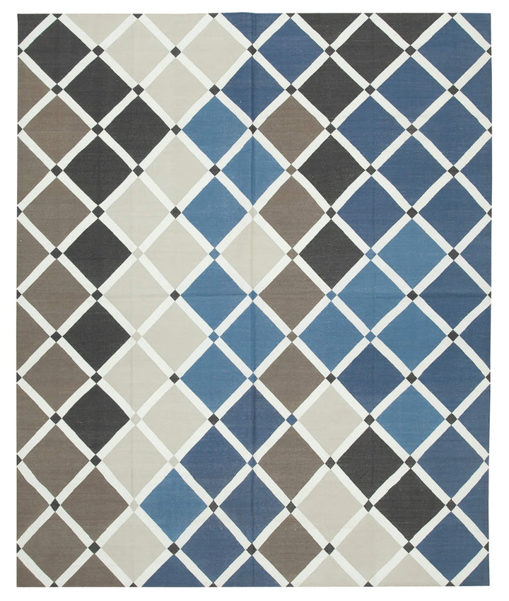 8x10 Blue Dhurrie Rug - 32635
