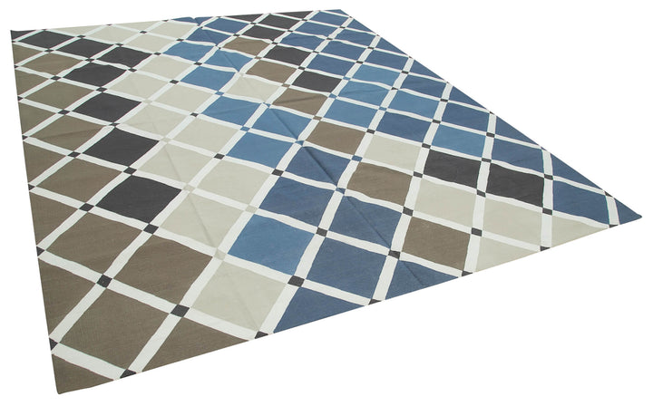 8x10 Blue Dhurrie Rug - 32635