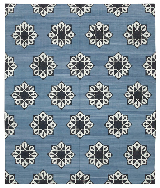 8x10 Blue Dhurrie Rug - 32637