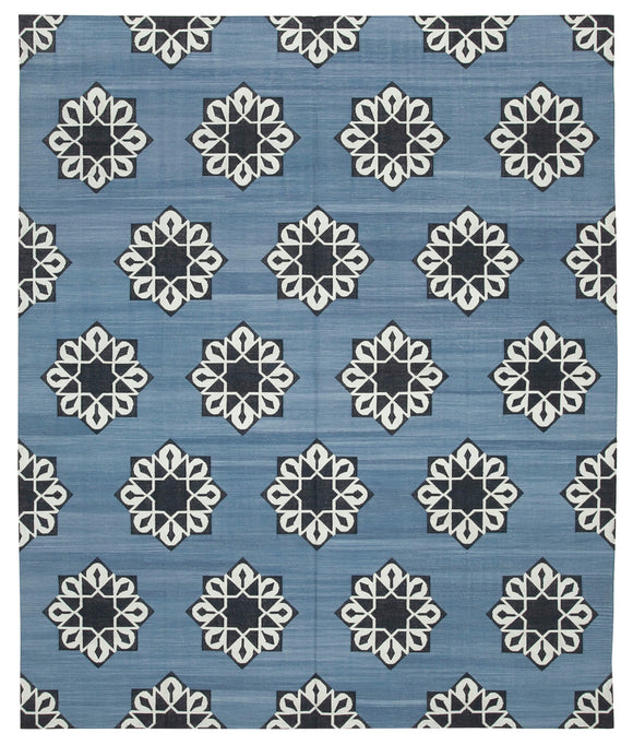 8x10 Blue Dhurrie Rug - 32637
