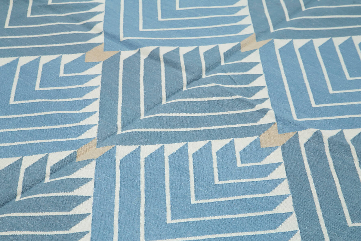 8x10 Blue Dhurrie Rug - 32642