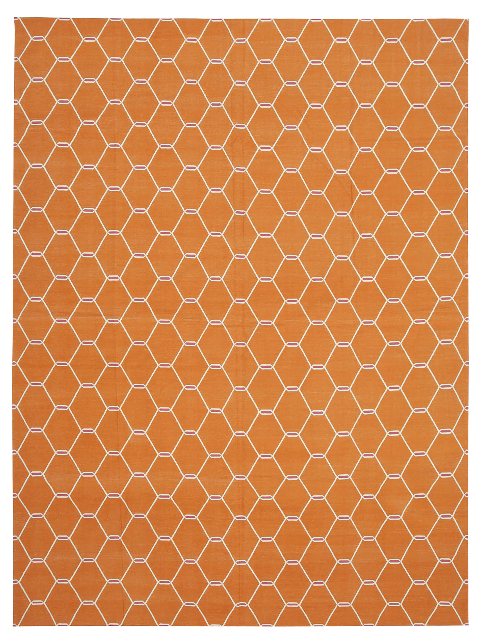 9x12 Orange Dhurrie Rug - 32675