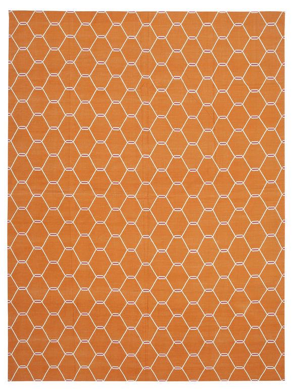 9x12 Orange Dhurrie Rug - 32675