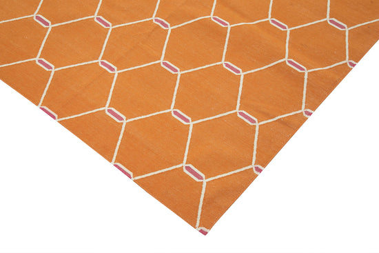 9x12 Orange Dhurrie Rug - 32675