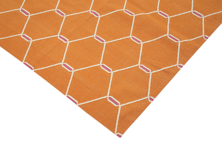 9x12 Orange Dhurrie Rug - 32675
