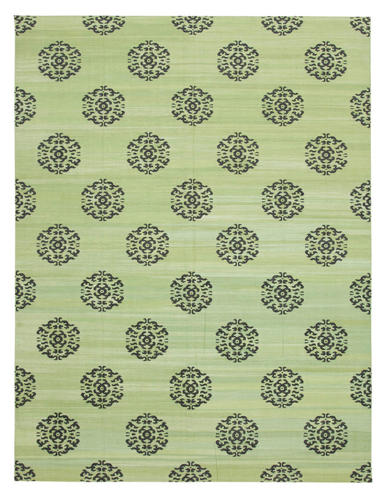 9x12 Green Dhurrie Rug - 32681