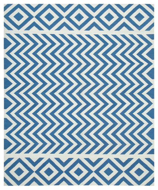 8x10 Blue Dhurrie Rug - 32695