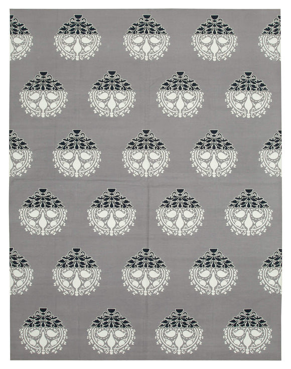 9x12 Grey Dhurrie Rug - 32703