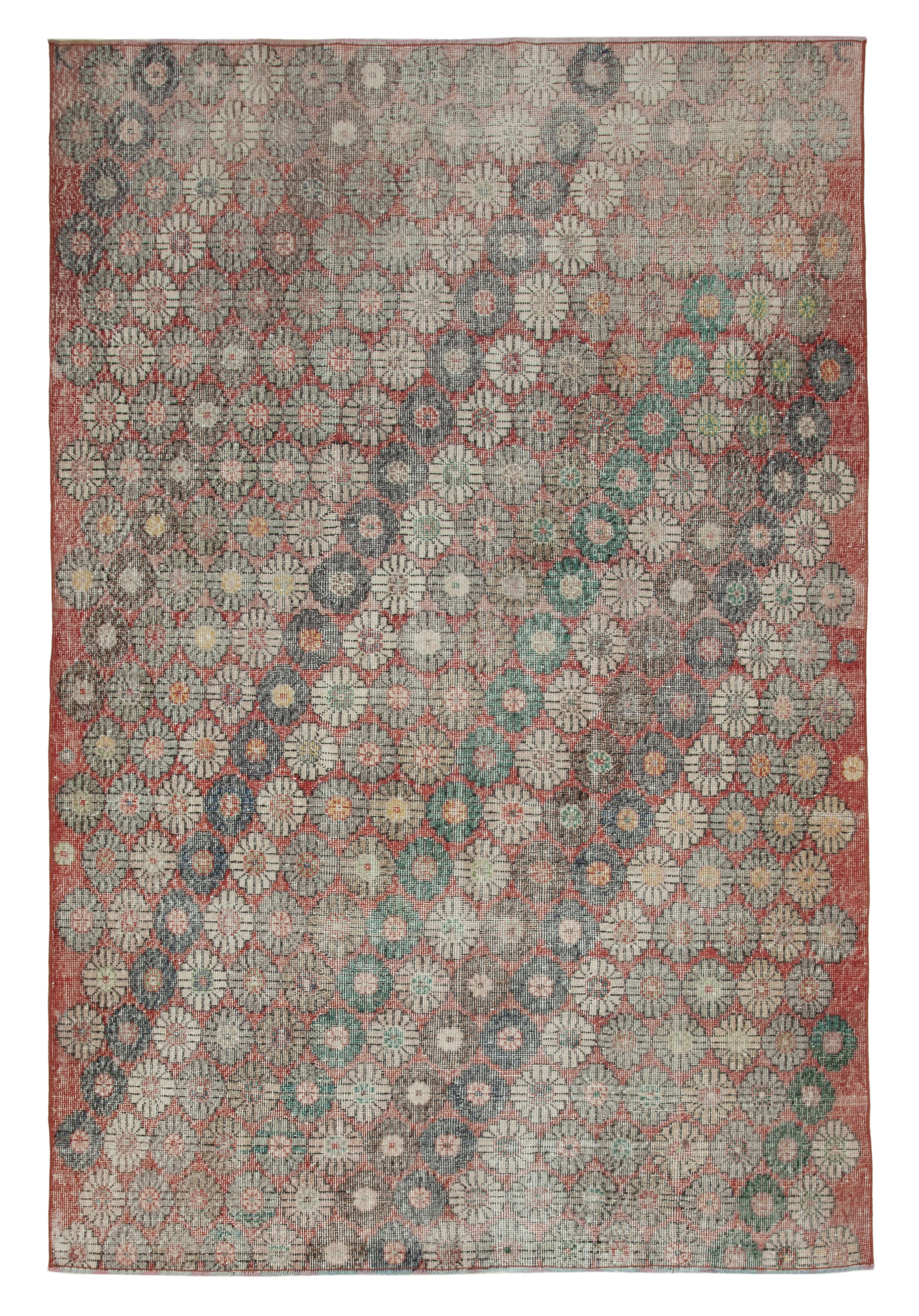 Boho Rug Simple Red 6x9 Red Checkered Wool Bohemian Vintage Area Rug 33111