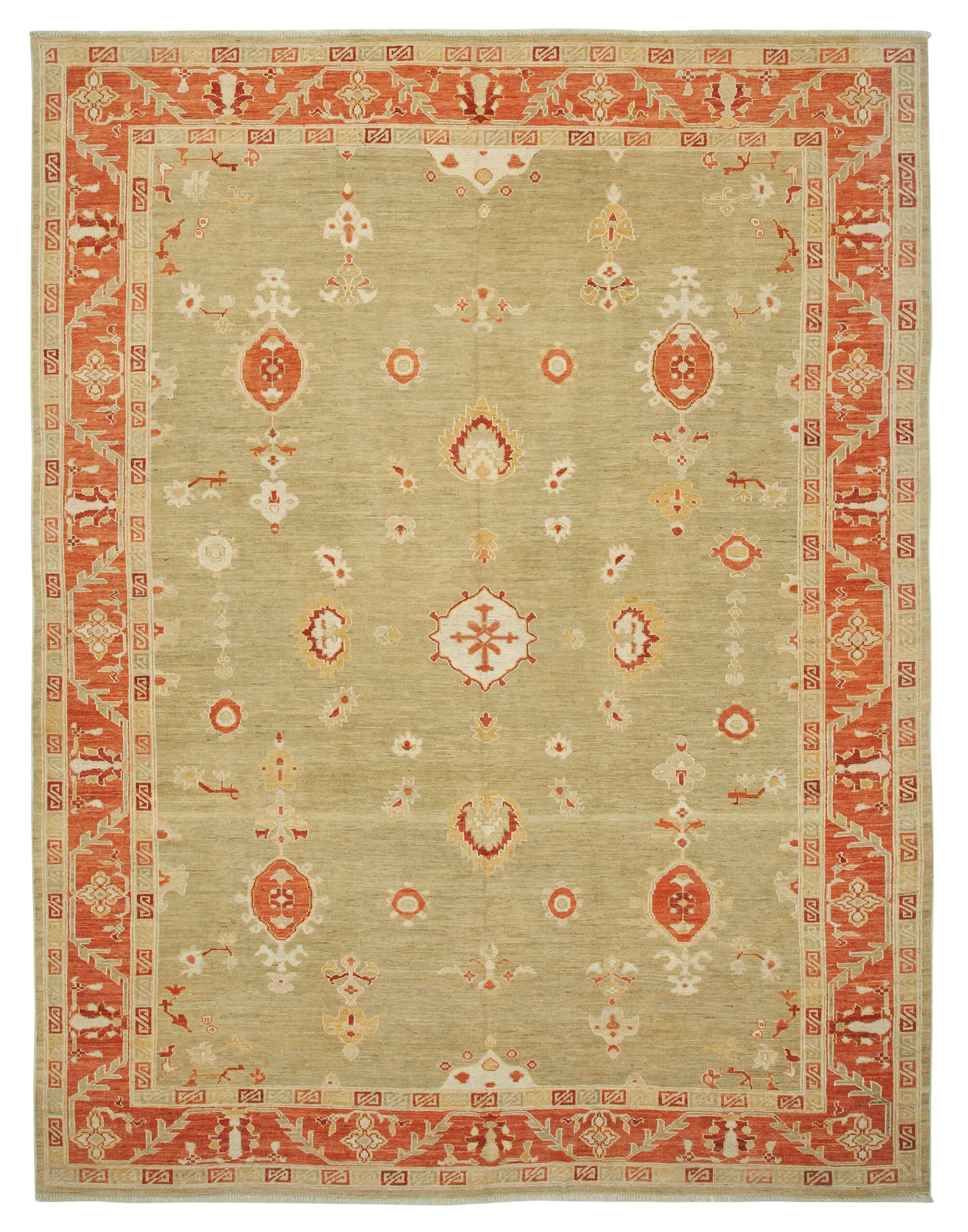 9x12 Hand-Knotted Wool Oushak Rug - 33447