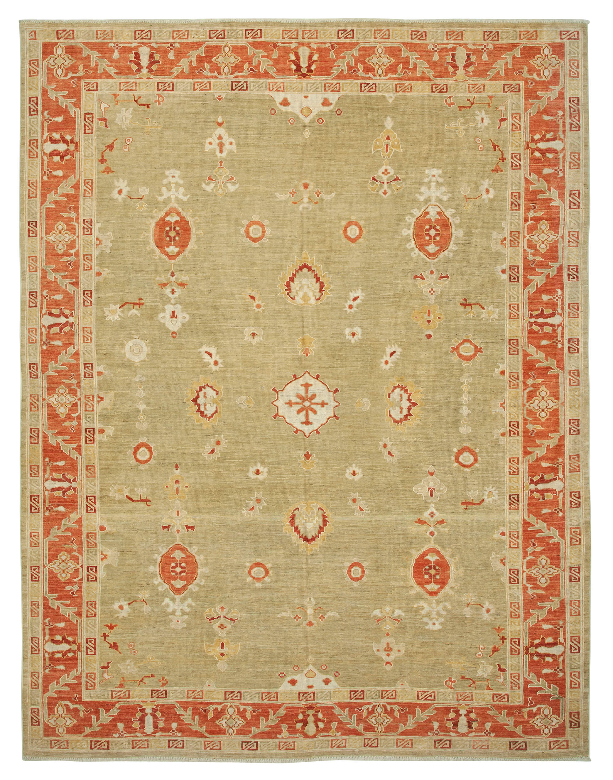 9x12 Hand-Knotted Wool Oushak Rug - 33447