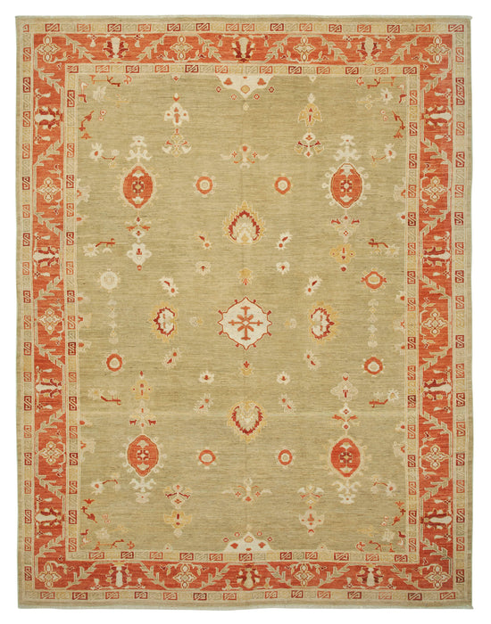9x12 Hand-Knotted Wool Oushak Rug - 33447