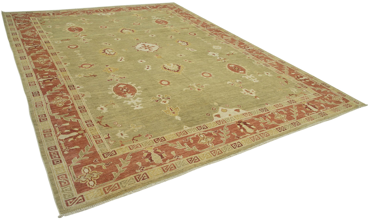9x12 Hand-Knotted Wool Oushak Rug - 33447