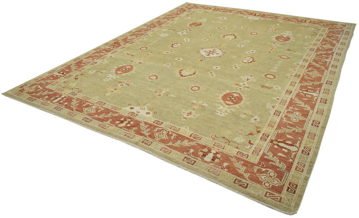 9x12 Hand-Knotted Wool Oushak Rug - 33447