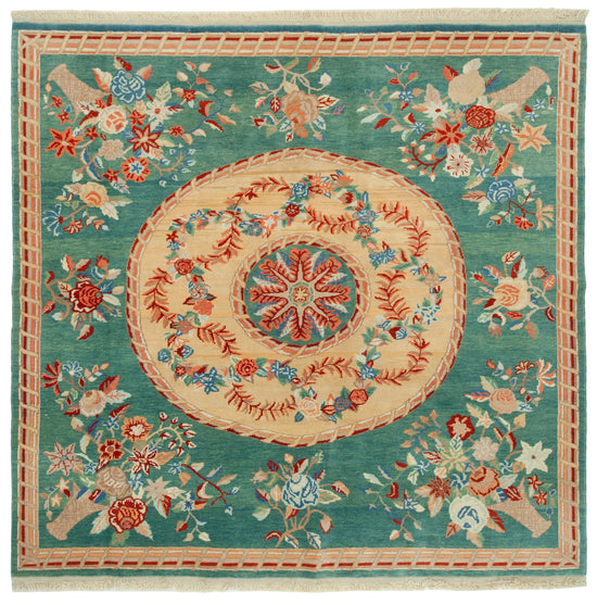 7x7 Turquoise Oushak Rug - 33667