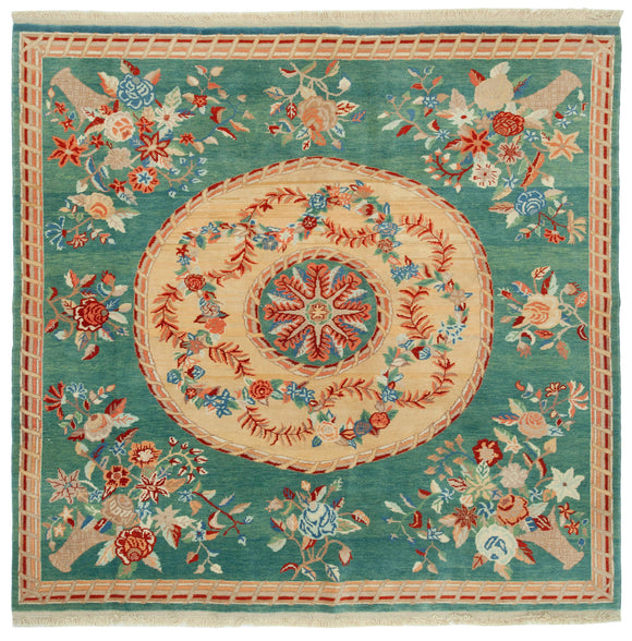 7x7 Turquoise Oushak Rug - 33667