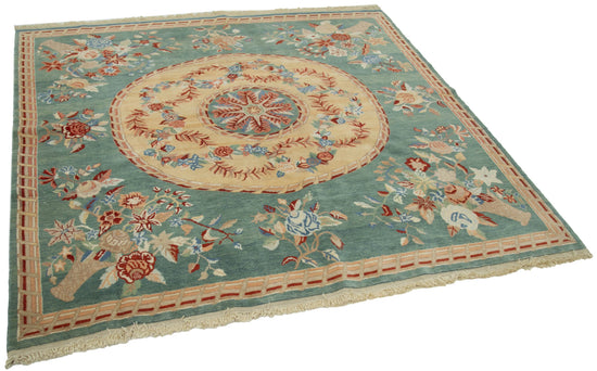 7x7 Turquoise Oushak Rug - 33667