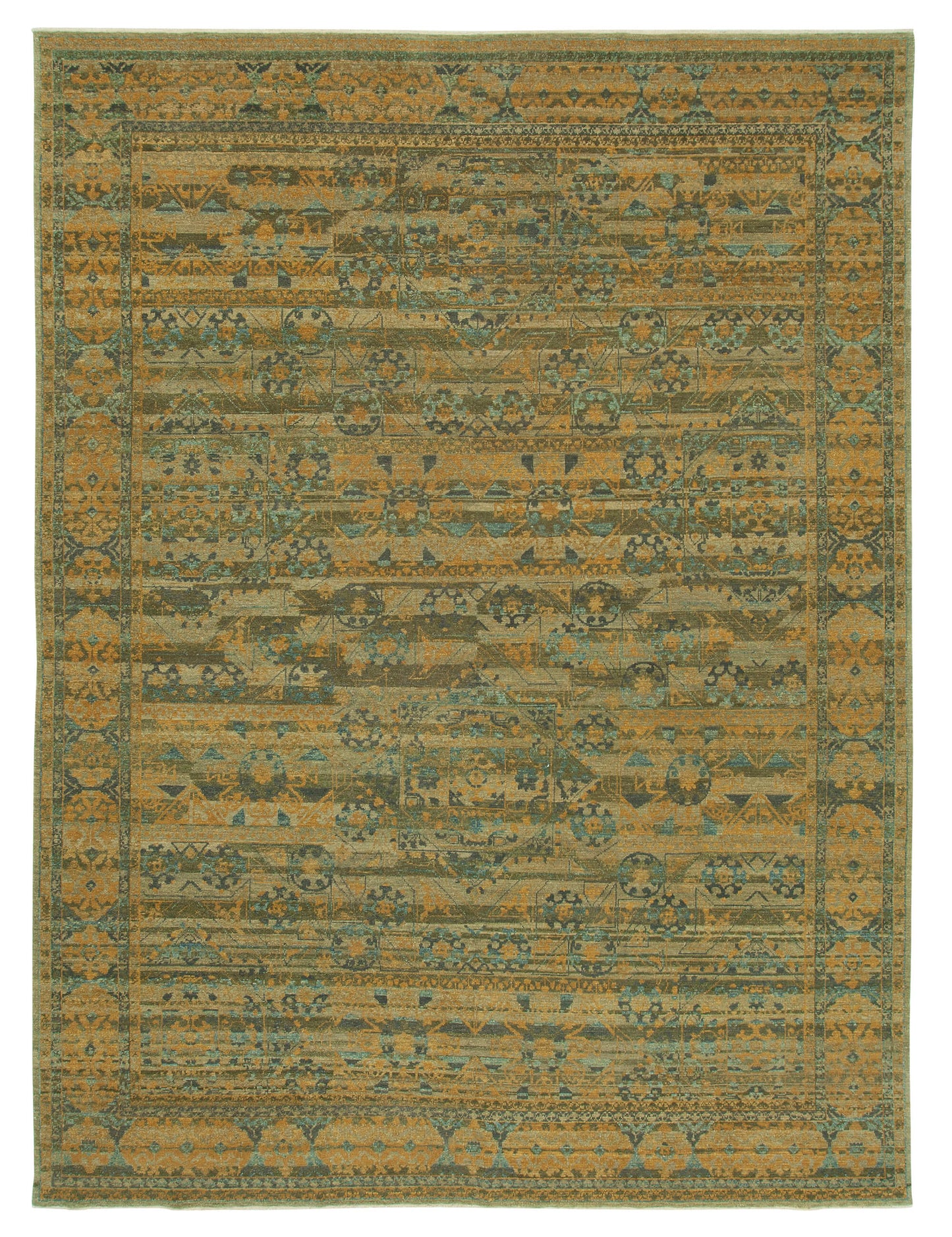 9x12 Green Geometric Oushak Rug - 33680