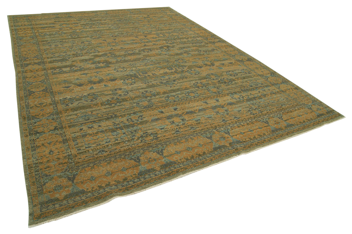 9x12 Green Geometric Oushak Rug - 33680