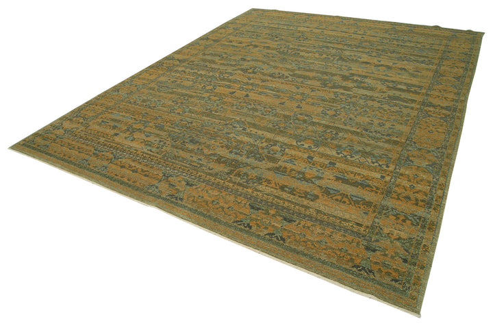 9x12 Green Geometric Oushak Rug - 33680