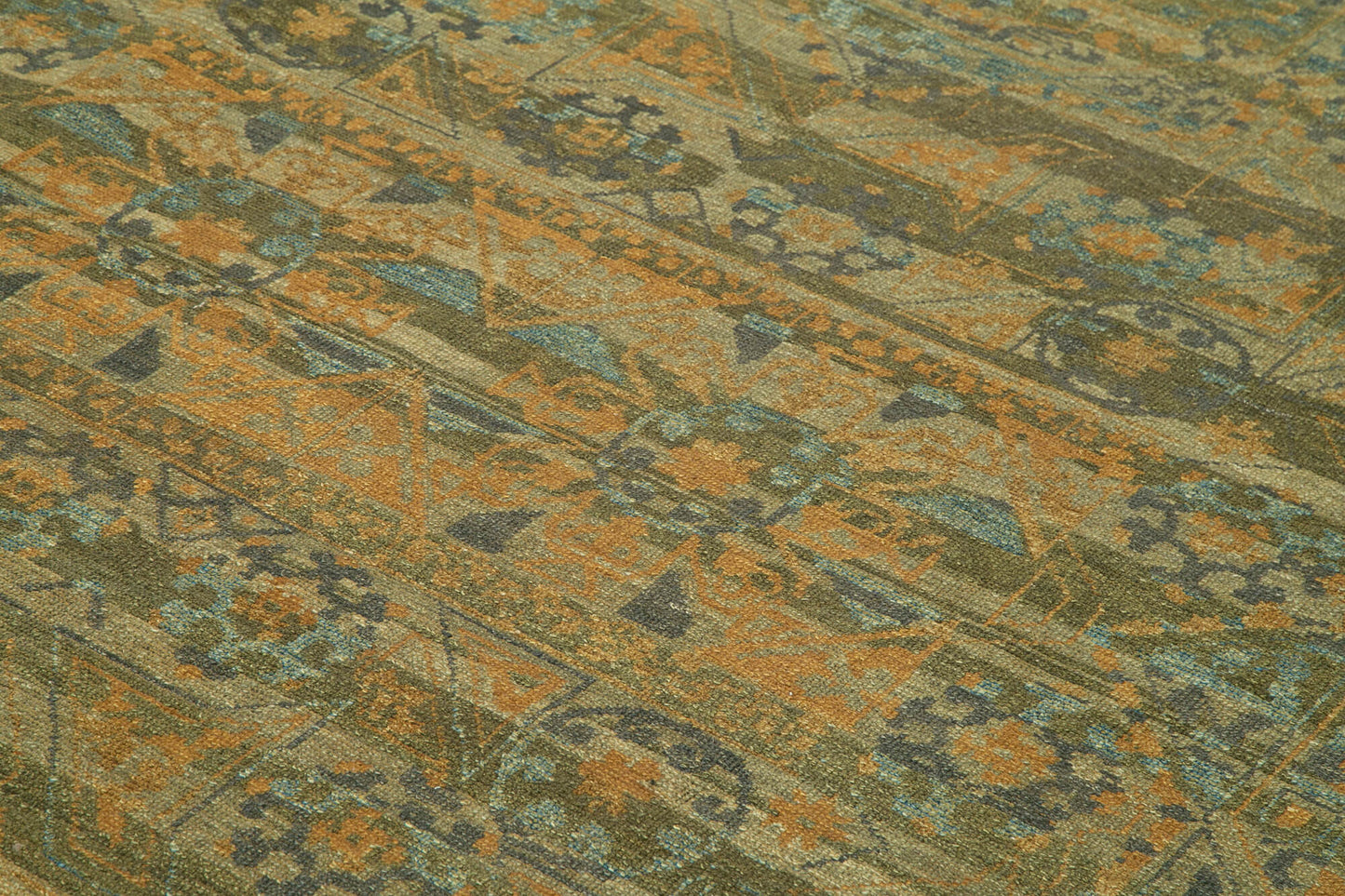 9x12 Green Geometric Oushak Rug - 33680