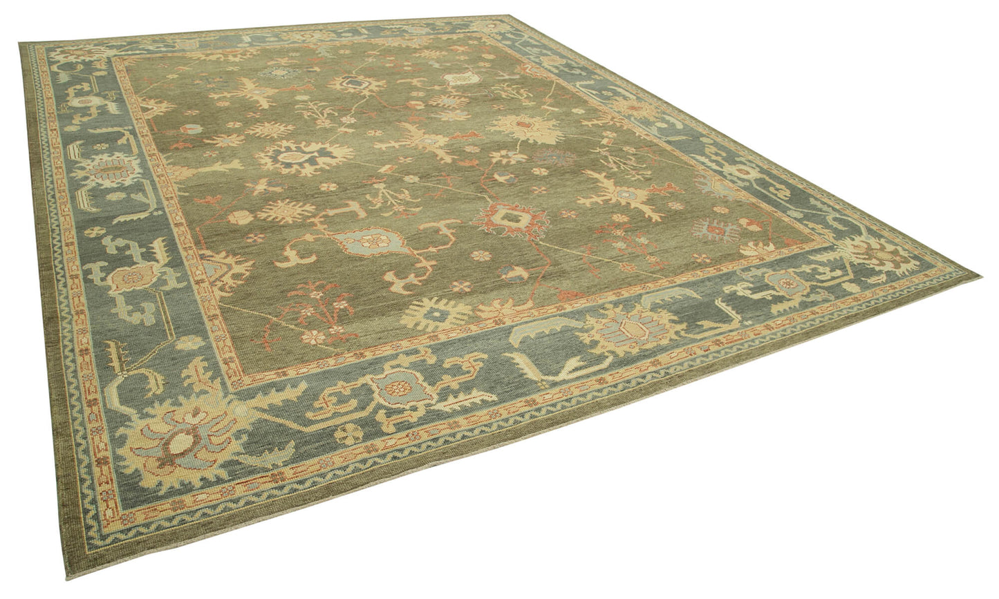 11x13 Hand-Knotted Wool Oushak Rug - 33712